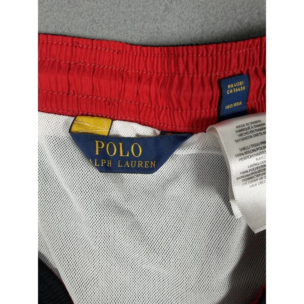Polo Ralph Lauren Men's Traveler Swim Trunks Black Red Pony Size L Large